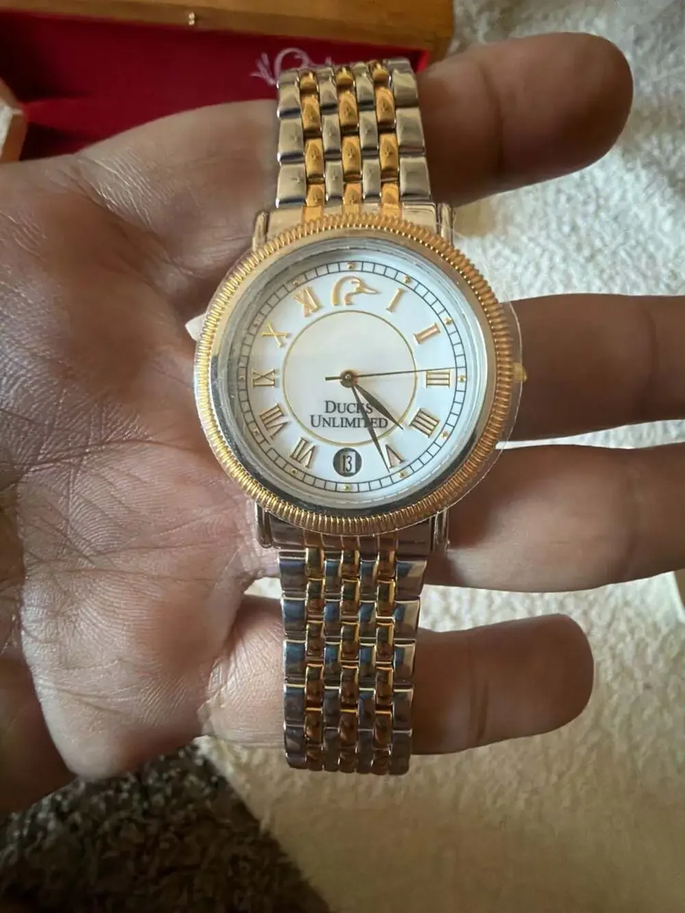 Ducks Unlimited Limited Edition Two-Tone Stainless Steel Quartz Watch with Woode